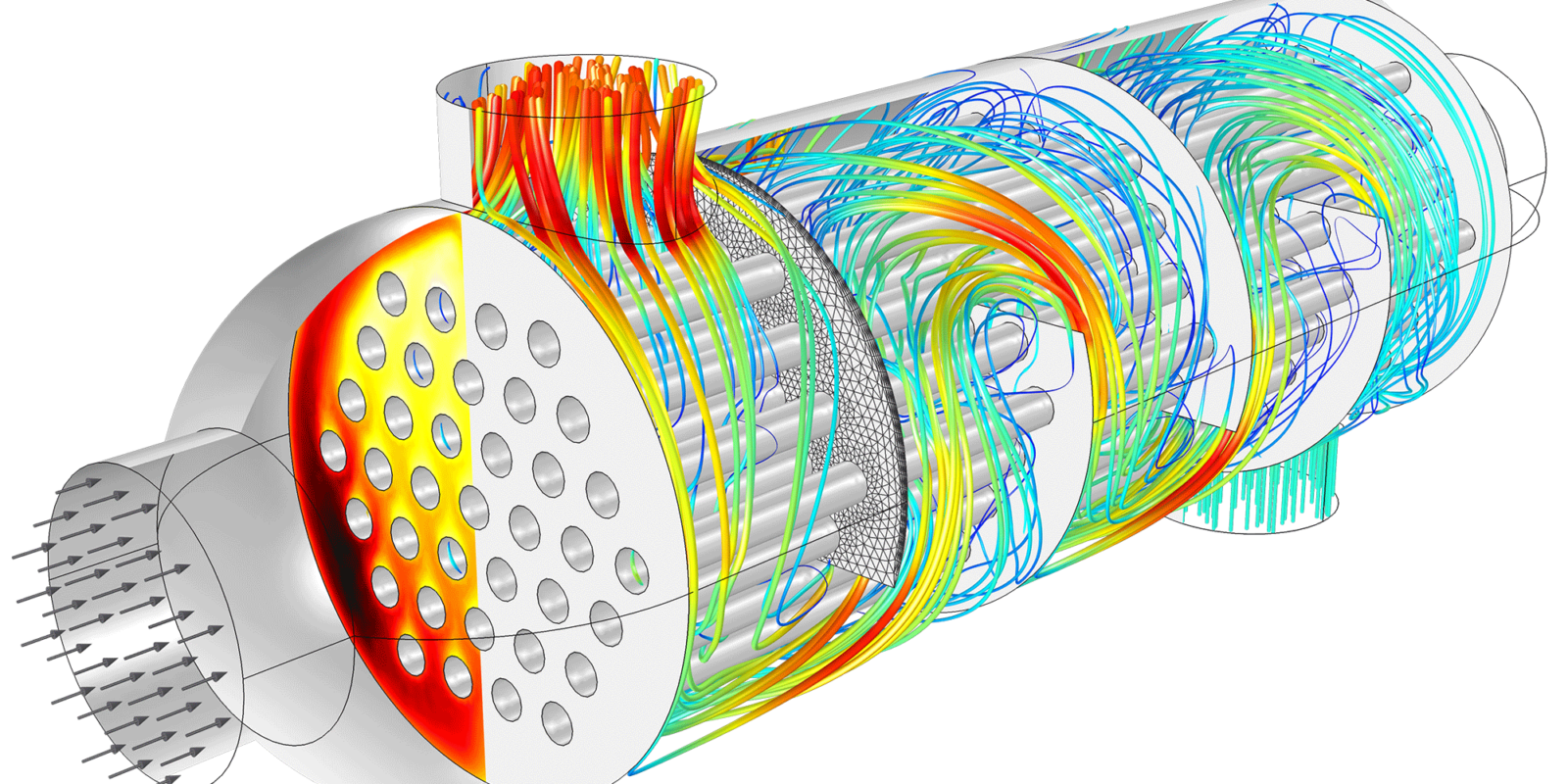 Моделирование теплообмена. COMSOL multiphysics Электрохимия. Solidworks Flow Simulation кожухотрубный теплообменник. Ансис гидродинамика. CFD вычислительная гидродинамика.